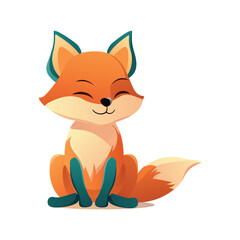 Cute fox of colorful set. This illustration captures the playful spirit of a young fox in a colorful cartoon design against a pristine white backdrop. Vector illustration.