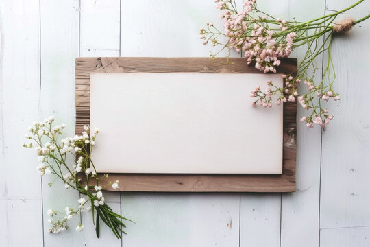 White Wooden Picture Frame With Flowers