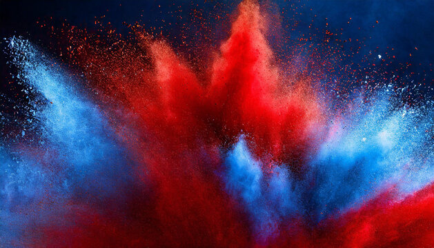 ed and blue color dust explosion background.