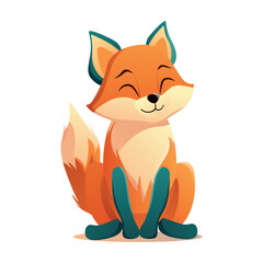 Cute fox of colorful set. With its lively design and colorful style, this cartoon illustration brings the youthful energy of a fox to life against a clean white background. Vector illustration.