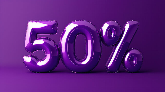 Bold Purple 3D Text: Fifty on Flat Black Background