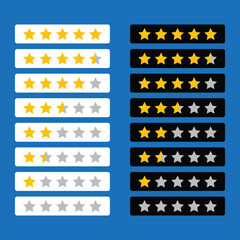 Five stars rating symbols collection. Stars collection. Star icon. Star vector icons, Vector illustration