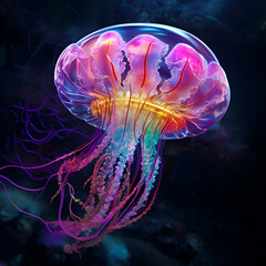 Jellyfish in the ocean. 3d illustration of jellyfish