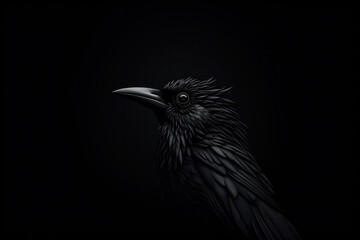 Black Bird Perched on Black Table