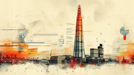 Tokyo Tower in Japan.  double exposure contemporary style minimalist artwork collage illustration. Ai generative.