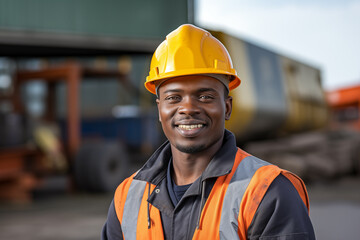 Young African American man with worker cap