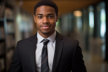 Fototapeta premium Young African American man in business uniform