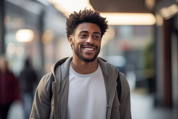 Obraz premium Young African American man at outdoors