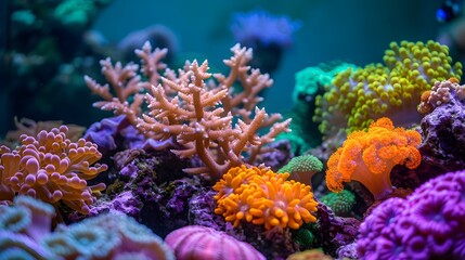 Fototapeta na wymiar Beautiful tropical coral reef with soft corals in Andaman sea