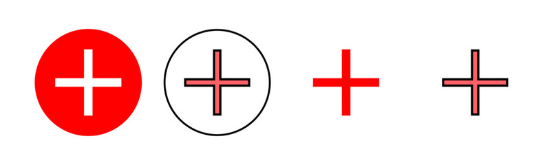 Plus Icon set illustration. Add plus sign and symbol