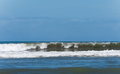 Waves beating against Medewi Beach in Bali, Indonesia