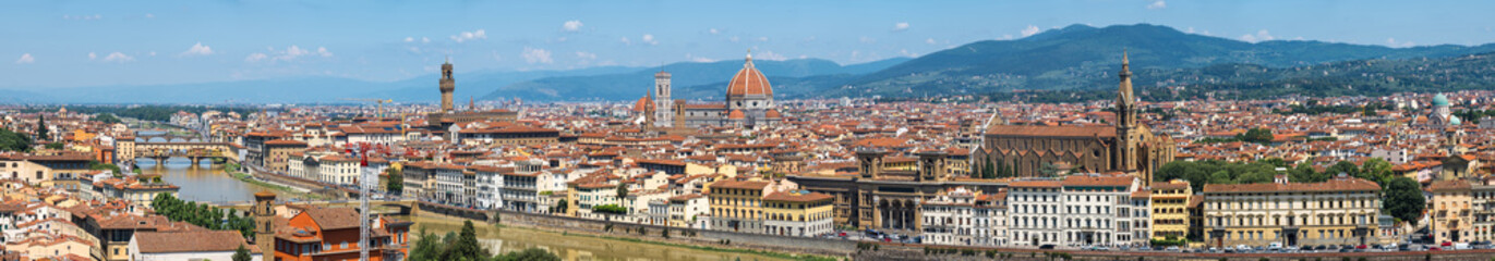 Florence city with Santa Maria del Fiore with huge Brunelleschi's dome, Giotto's Bell Tower,...