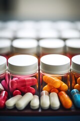Variety of prescription drugs in pharmacy close-up - obrazy, fototapety, plakaty