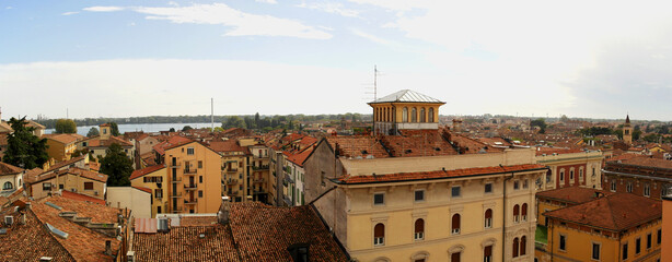 Overview from the clock tower of Mantua, Lombardy, Italy