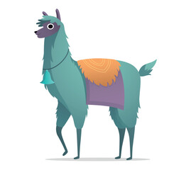 Lama of colorful set. This delightful illustration showcasing a colorful lama against a pristine white background, capturing the essence of whimsy and charm. Vector illustration.