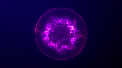 Abstract futuristic flowing purple plasma sphere with moving core, Abstract circle with smooth flowing texture, Magic ball, Neon sphere, Abstract background