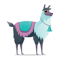 Lama of colorful set. The white background accentuates the vibrancy of the lama's colors, providing a perfect contrast that enhances the visual impact of the illustration. Vector illustration.
