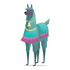 Lama of colorful set. The colorful lama takes center stage against a backdrop of pure white, inviting you into a world of wonder and delight. Vector illustration.