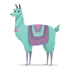 Lama of colorful set. This vibrant illustration features a playful lama in a colorful style, set against a clean white background. Vector illustration.