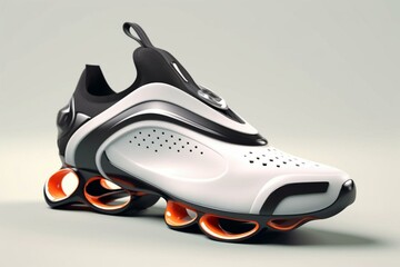 Futuristic men's sports shoe design with a hard surface. Generative AI