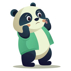Cute panda of colorful set. This cartoon design feature a lovable, funny little panda, its colorful depiction adding a playful charm to the white background. Vector illustration.