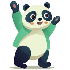 Cute panda of colorful set. This design captures the essence of joy and playfulness with its colorful depiction of a funny little panda. Vector illustration.