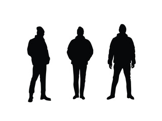 Silhouette of Man in Winter Clothes and Hat. Young male in anorak isolated vector © Eugen