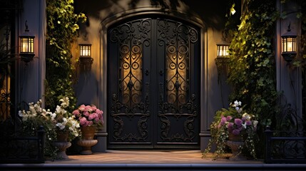 elegant wrought iron door