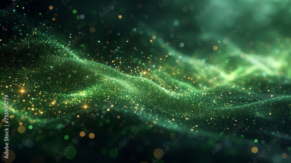 Poster blue green background with digital technology speed connect, cyber nano information, abstract commun