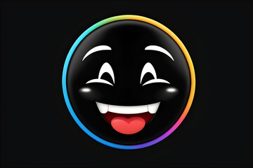happy emoji isolated on a solid black background