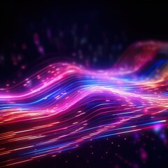 Vivid Light Symphony: Colorful Futuristic Background with Bright Light Waves

