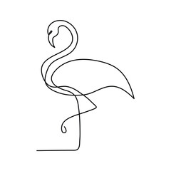 Continuous single line drawing black icon of flamingo Outline vector art.
