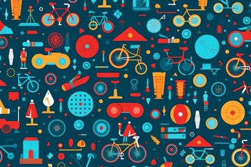 Seamless background of cycling elements. Generative AI