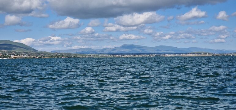 lake sevan armenia and wavy water surface