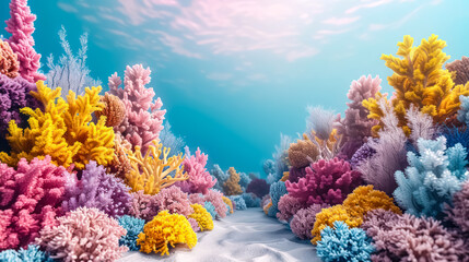 Naklejka na ściany i meble Explore the Colorful Depths: Whimsical Underwater Wonders