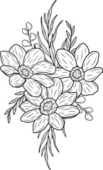 Beautiful spring line flower composition, transparent bouquet