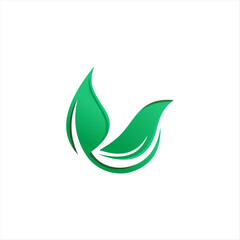 Green leaf organic Logo template vector