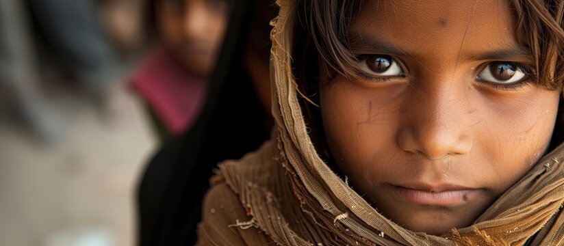 Children from an underprivileged background looking directly at the camera.
