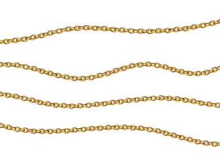 Gold necklaces Isolated on white. Golden chain illustration. Golden necklace for ads, flyers, web...