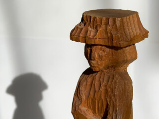 Staring Man Wood Carving with Shadow-3480