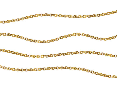 Gold necklaces Isolated on white. Golden chain illustration. Golden necklace for ads, flyers, web site, sale banners.	