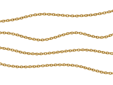 Gold necklaces Isolated on white. Golden chain illustration. Golden necklace for ads, flyers, web site, sale banners.	