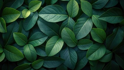 Green leaves background. Natural pattern and texture for graphic design or wallpaper.
