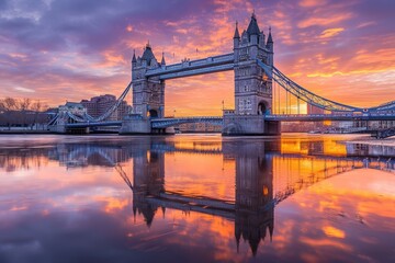 Tower Bridge at Sunrise, London, England