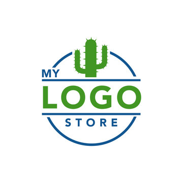 Green cactus logo. Vector image