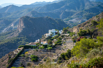 Mediterranean coastal landscape from Cerro Gordo. La Herradura, Andulasia, Southern Spain