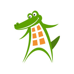 Alligator icon, crocodile cute animal. Vector image