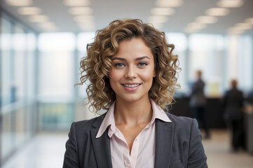 Portrait of sincerely smiling elegant small business owner, beautiful elegant classy young lady small business owner entrepreneur, female company manager, happy beautiful attractive businesswoman