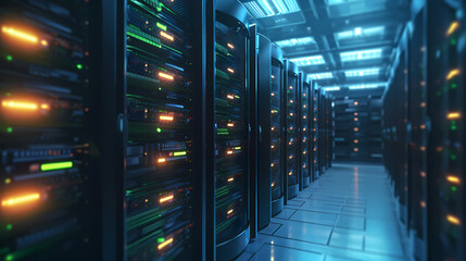 Obraz premium Data center, the core hub of the digital era