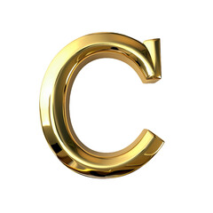 C in the style of Gold shiny and luxurious, PNG image, transparent background.